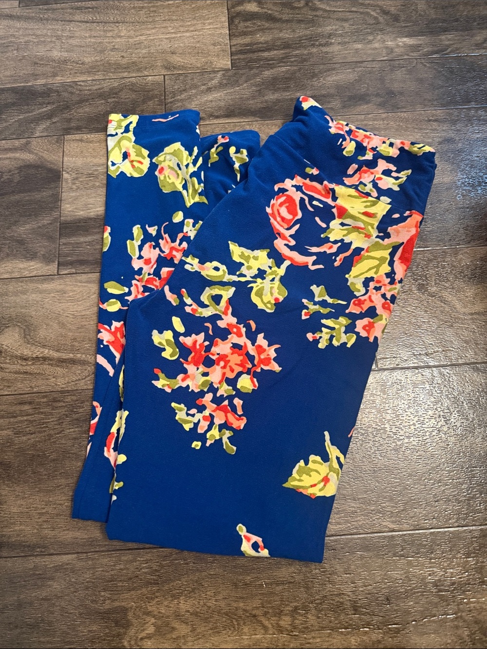 Floral Blue Stretch Leggings